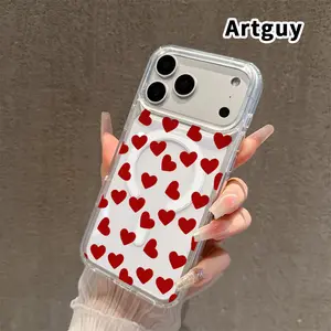 Transparent Magnetic Phone Case for iPhone 17 16  Pro Max Plus 15 14 13 12 11 Air E Heart Symphony  Acrylic Four Corner Shock-absorbing Airbag Hard Cover