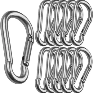 304 Stainless Steel Outdoor Hanging Buckles, Spring Snap Hooks for Camping Hammock Fishing, Quick Release Keychain Clips