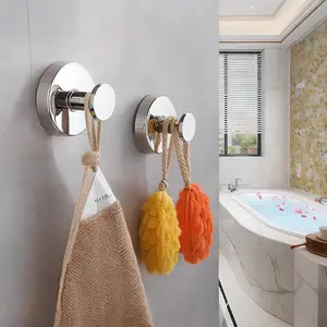 2026 Upgraded Suction Cup Hooks for Shower, Heavy Duty Vacuum Lock No Drill Stainless Steel Hooks Rustproof Bathroom Towel Hooks for Glass Door Tile and Windows