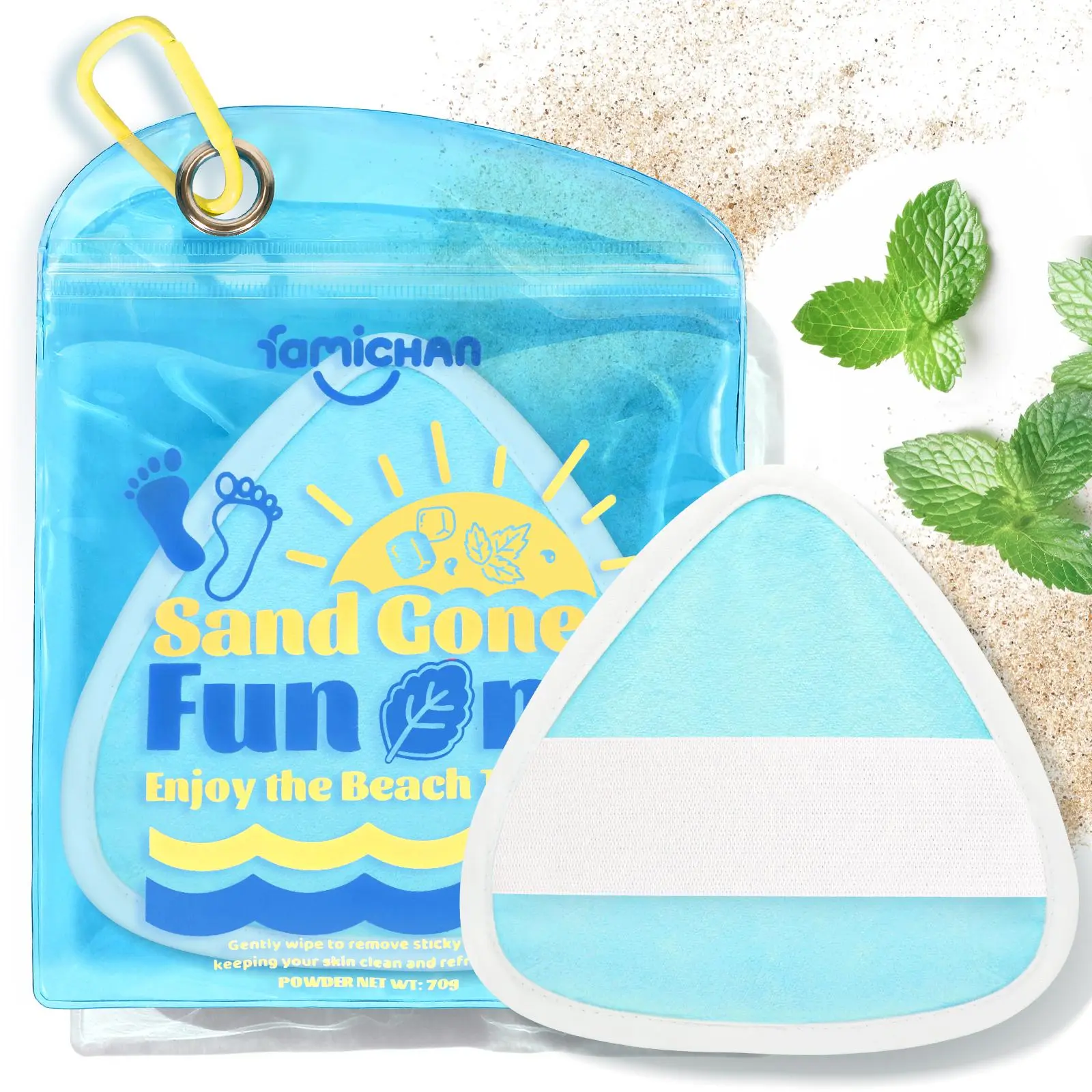 Triangle Sand Remover Puff, Sand Removal Eraser Wipe Bag, Unisex All Ages Beach Must Haves, Family Vacation Cruise Travel Essentials, Home & Bathroom Towel Accessory