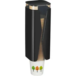 Cup Dispenser, Wall Mounted Mouthwash Cup Dispenser Fit 3oz-6oz Disposable Cups, Pull Type Water Cooler Cup Holder for Bathroom Office Gym School -Black