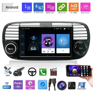 7 inches Double Din Car Stereo Car Audio Dual USB & RCA Interfaces Support 7″ Android Multimedia Player FM Radio (87.5-108MHz) Fiat 500 2 Din Car Radio