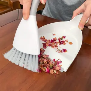 Mini Dustpan and Brush Set Tiny Nesting Cleaning Broom for Table Keyboard Cat Dog and Other Pets Cleaning (Gray)