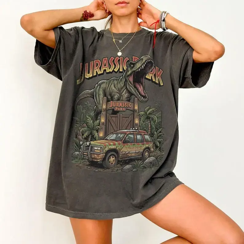 Comfort Colors Vintage Jurassic Park Shirt, Retro Jurassic Park Entrance Tour Tee, T Rex Dinosaur Jurassic World Movie Fan Gift Shirt