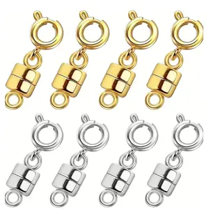 8pcs Magnetic Necklace Clasps And Closures with Lobster Clasp, 14K Gold Plated & Silver Plated Magnetic Jewelry Clasps for Bracelet and Necklaces, DIY Jewelry Accessories