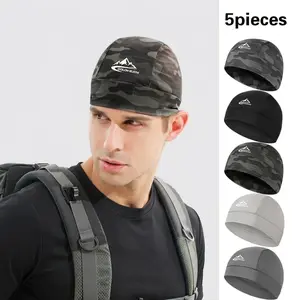 5pcs Quick Dry Skull Cap Cycling Helmet Liner UPF50+ Breathable Ice Silk Cooling Cap for Summer Running Biking Hiking Outdoor Sports Sweatproof Lightweight Stretch Beanie Hat