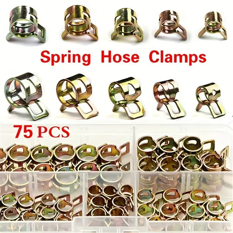 75pcs Color-Plated Zinc Hose Clamps - Secure Fitting for Acrylic, Filter Barrels, Hoses, Pressure Washer Hose, Water Outlet Pipes & Pipe Fittings