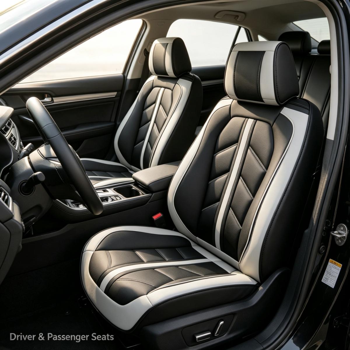 For Dodge Dart 2013-2016/ Nitro 2010-2020 Car Seat Covers, Premium 3D PU Leather 5 Seat Covers Full Set with Storage Pockets, Waterproof Breathable Non-Slip Car Front Rear Seat Cushion Protector Mats, Rear Split Fit 40/60 40/20/40 50/50 ﻿ ﻿