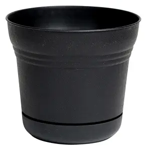 212 MAIN 10 in. Saturn Planter - Black, Textured Garden Pot for Home Improvement & Garden Supplies, Texture