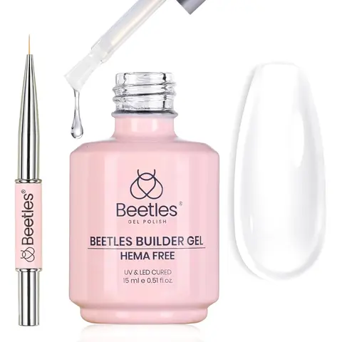 Beetles Hema-Free Durable Builder Gel - 7-in-1 Nail Apex, Extension & Strengthener with Nail Art Brushes, Salon Manicure Polish for Beginners, LED Lamp Compatible Selfcare Gift for Adults #Summervibes