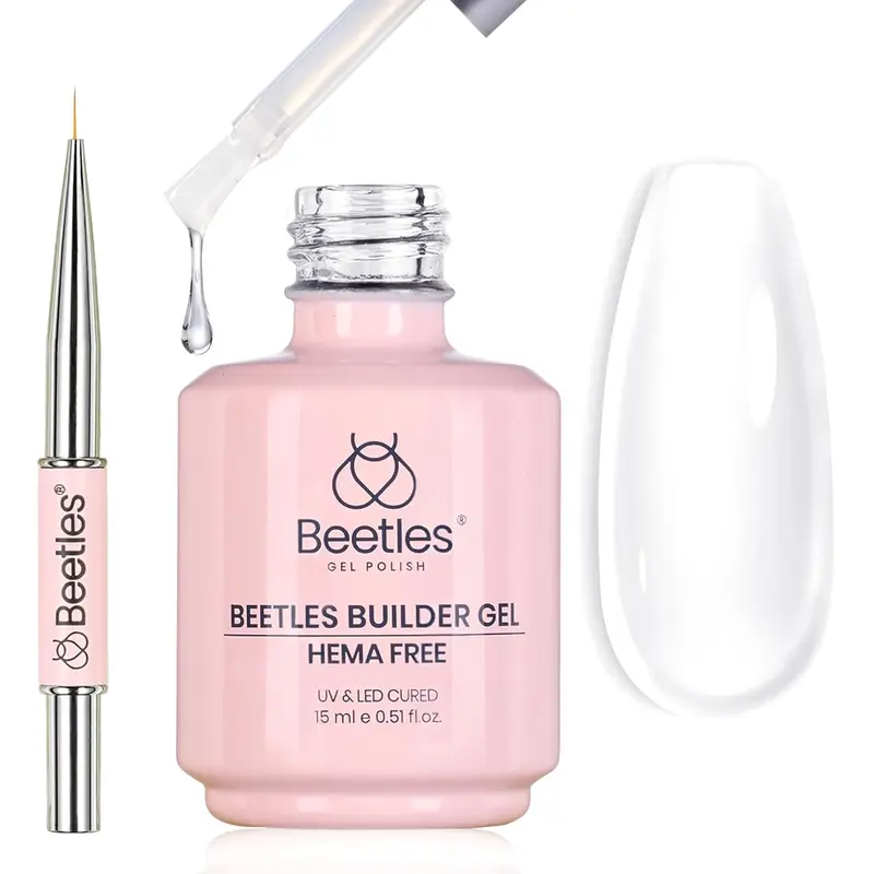 Beetles Hema-Free Durable Builder Gel - 7-in-1 Nail Apex, Extension & Strengthener with Nail Art Brushes, Salon Manicure Polish for Beginners, LED Lamp Compatible Selfcare Gift for Adults #Summervibes
