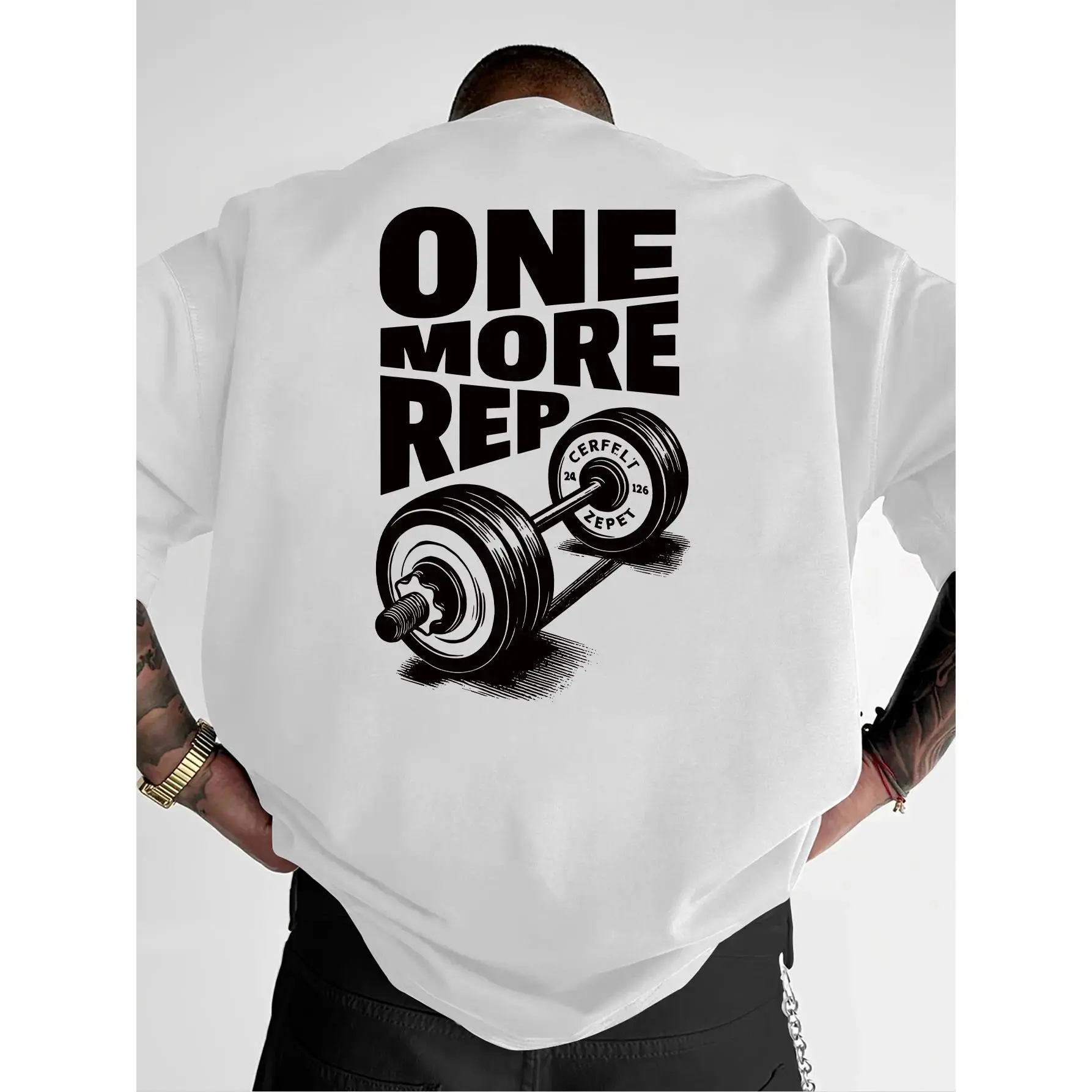 old,Mens Cotton Graphic Tee One More Rep Weightlifting Dumbbell Print Shirt Athletic Fitness Gym Workout Aesthetic Soft Breathable Short Sleeve Round Neck Casual Training Summer Wear Bodybuilding Motivation Streetwear Top,Men's