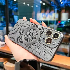 [Icy Cooling Hollow-Out Design] Magsafe Magnetic Titanium Gray Phone Case with Built-in Lens Protector,  Drop Protection, Suitable for  iPhone 16 Pro Max, iPhone 15 Pro, 14 Max, and 13-inch Phones.