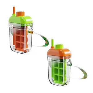 2-in-1 Ice Cube Maker & Water Bottle with Straw, Press-Release Silicone Mold for Freezer, Leak-Proof Portable Cup for Gym Travel, BPA-Free Summer Essential