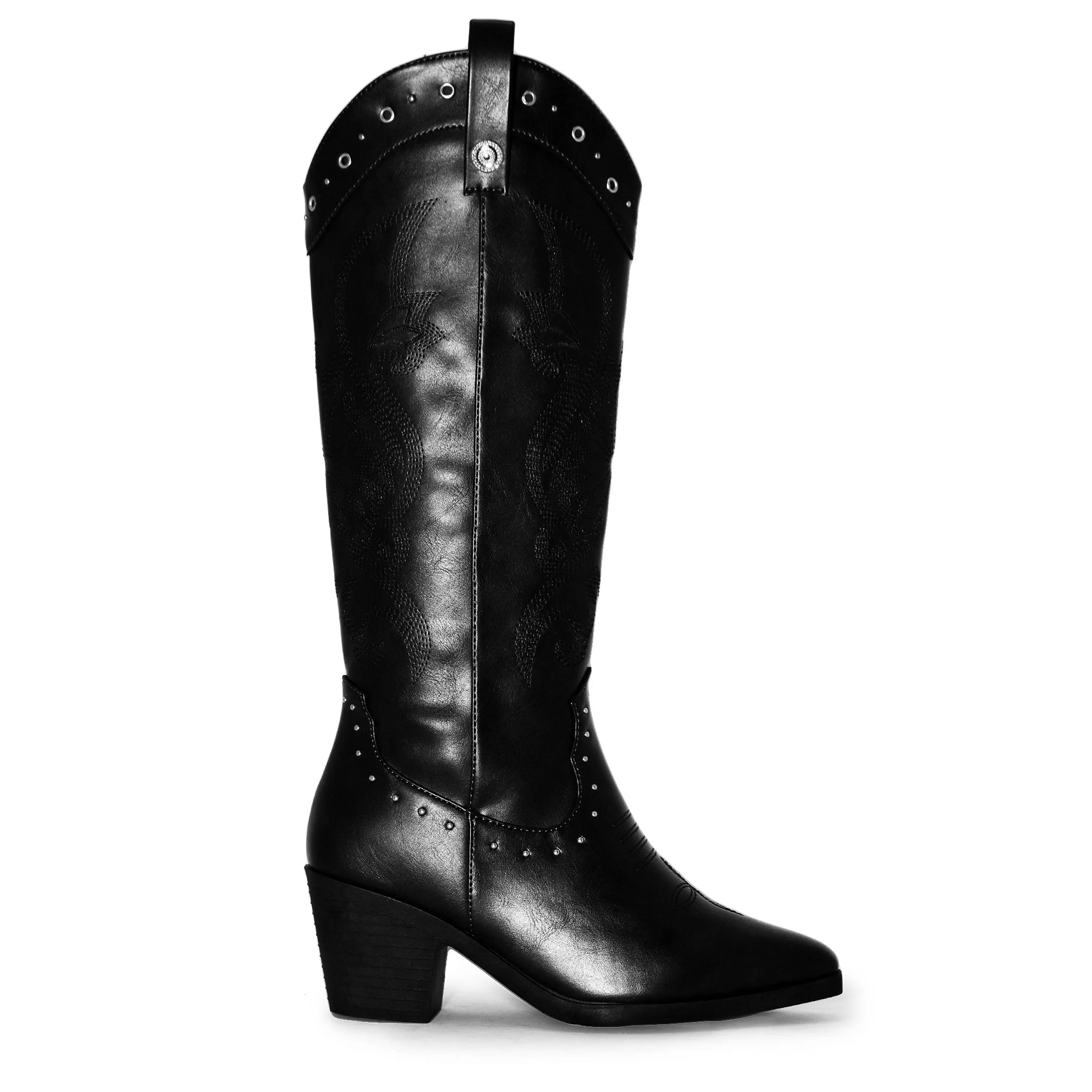 AUSTIN-07 Studded Embroidered Pointy Toe Cowboy Boots
