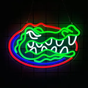Alligator neon sign crocodile  light for wall decor,  bar  store club garage bedroom, home artwork