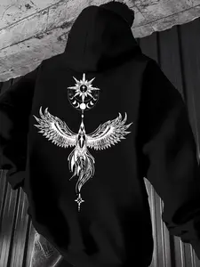 Men's Casual Hooded Sweatshirt, Spring & Fall Fashion, Young Men's Fitted All over Print, Stylish Loose Fit Pullover