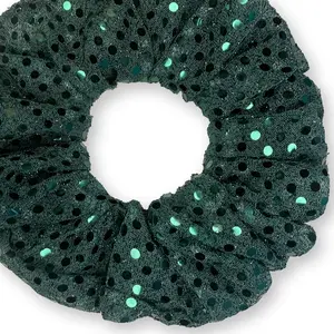 Metallic Sequin Scrunchies Available in 3 Sizes Big Sparkly Made in the USA Dark Green