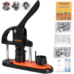 fathersdaygift VEVOR Button Maker, 1.25 inch/32mm Pin Maker with 500pcs Button Parts, Ergonomic Arc Handle Punch Press Kit, Button Maker Machine with Panda Magic Book, For Children DIY Gifts and Christmas