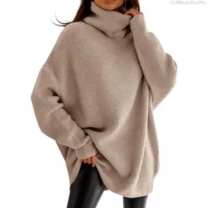 Womens Turtleneck Oversized Sweater Batwing Chunky Pullover Sweater Casual Fall Loose Knit Jumper TopCC29HandyToolPro