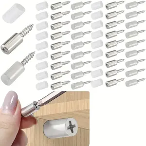 30 Sets Glass Shelf Supports – Rustproof Steel Glass Clips with Soft Rubber Sleeves, Heavy Duty Layer Holder for Cabinets, Wardrobes, Wine Racks, Bookshelves – Easy Screw Installation, Anti-Scratch