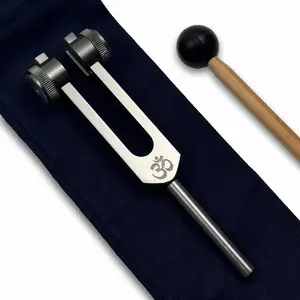 432 Hz Tuning Fork with Striker and Bag – Chakra Balancing, Love Frequency Sound Healing Tool for Meditation and Energy Therapy - Earthy Gray