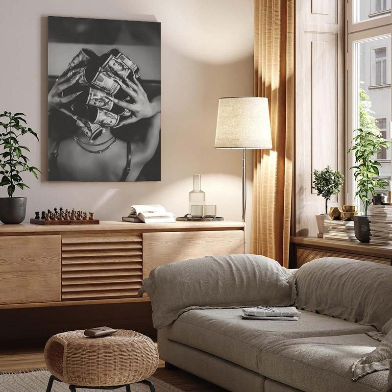 Black and White Black Woman Wall Art, Girl Art Print, Fashion Trendy Poster, Money Art, Modern Woman Art for Home or Office Decor