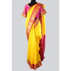 Gadwal Khadi Kuttu Border Allover Buta Pure Silk Saree With Blouse