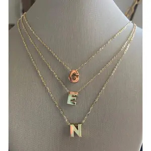 Stephanie Necklace - Gold Chain with Letter Pendant and Charm
