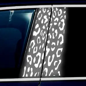 1Pcs Fashion Leopard Pattern Car B-pillar Reflective Sticker for Car Center Pillar Exterior Decoration, Night Driving Safety Warning Sign Reflector Scratch Cover Beautification Stickers Gift, Car Decals, Car Decorative Sticker, Car Vehicle Decoration