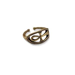 Ankh Circle Ring - Antique Gold Finish, Adjustable