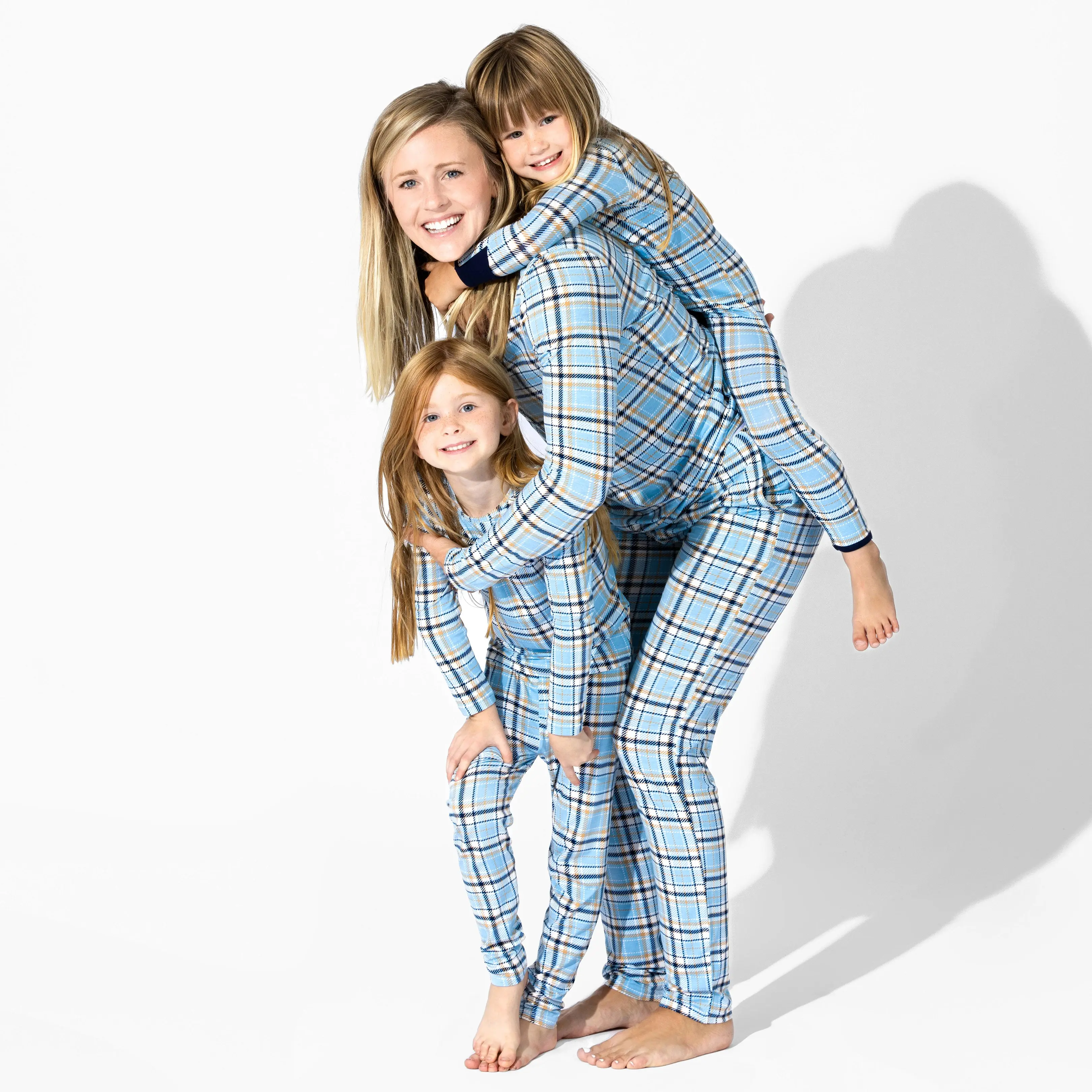 Holiday Plaid Blue Bamboo Women's Pajama Set