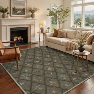 【Summervibes】GENIMO Area Rug – Pet Friendly, Non-Slip, Soft, Machine Washable Floor Rug, Home Carpet Ideal for Living Room, Bedroom, Kitchen, Hallway, Stylish Interior Decor ,ARP1970-PETAL