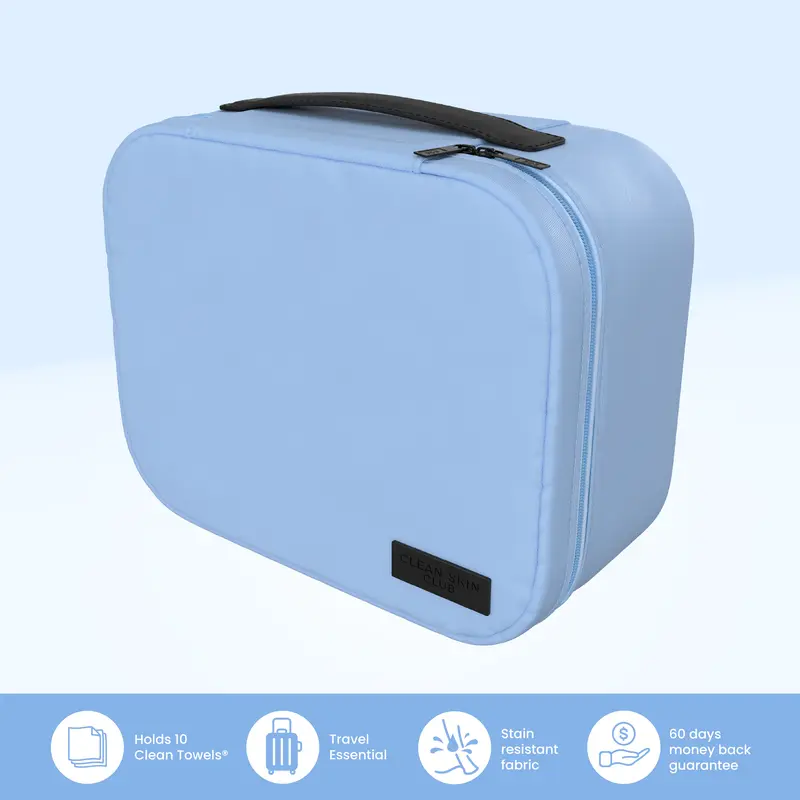 CLEAN SKIN CLUB Blue Travel Cosmetic Makeup Bag