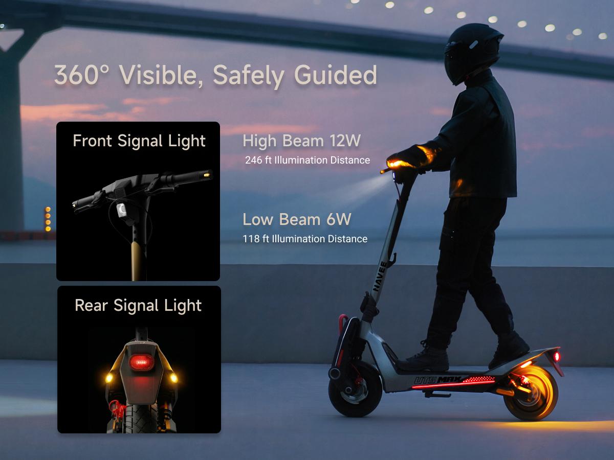 NAVEE UT5 Ultra X Electric Scooter, 43.5 mph, 74.6 Miles Range, 2400W*2 Peak Motor & Dual Suspension & Disc Brake, 12" Tires, Flash Charge Off-Road Scooter Adults