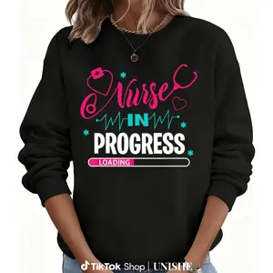 Nurse In Progress Loading Graphic Long Sleeve Sweatshirt – Perfect for Nursing Students