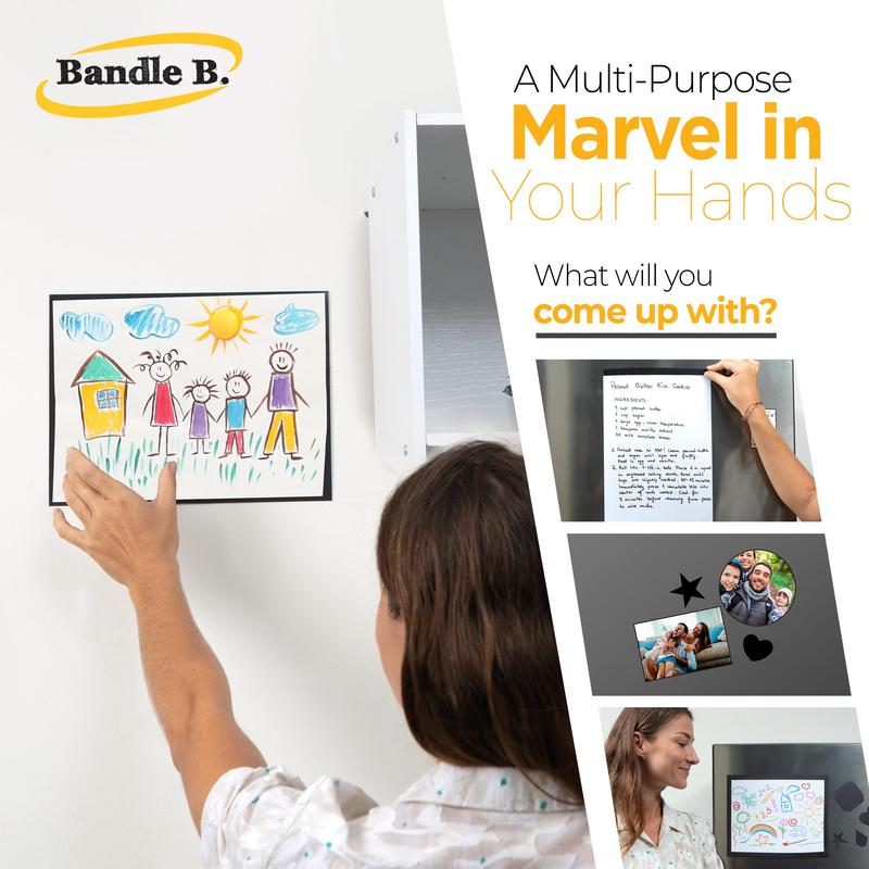 Bandle B. Magnetic Sheets 4" x 6". Magnetic Sheets with Adhesive Backing. DIY Magnets, Metal shelving labels, Christmas crafts and more! Removable.