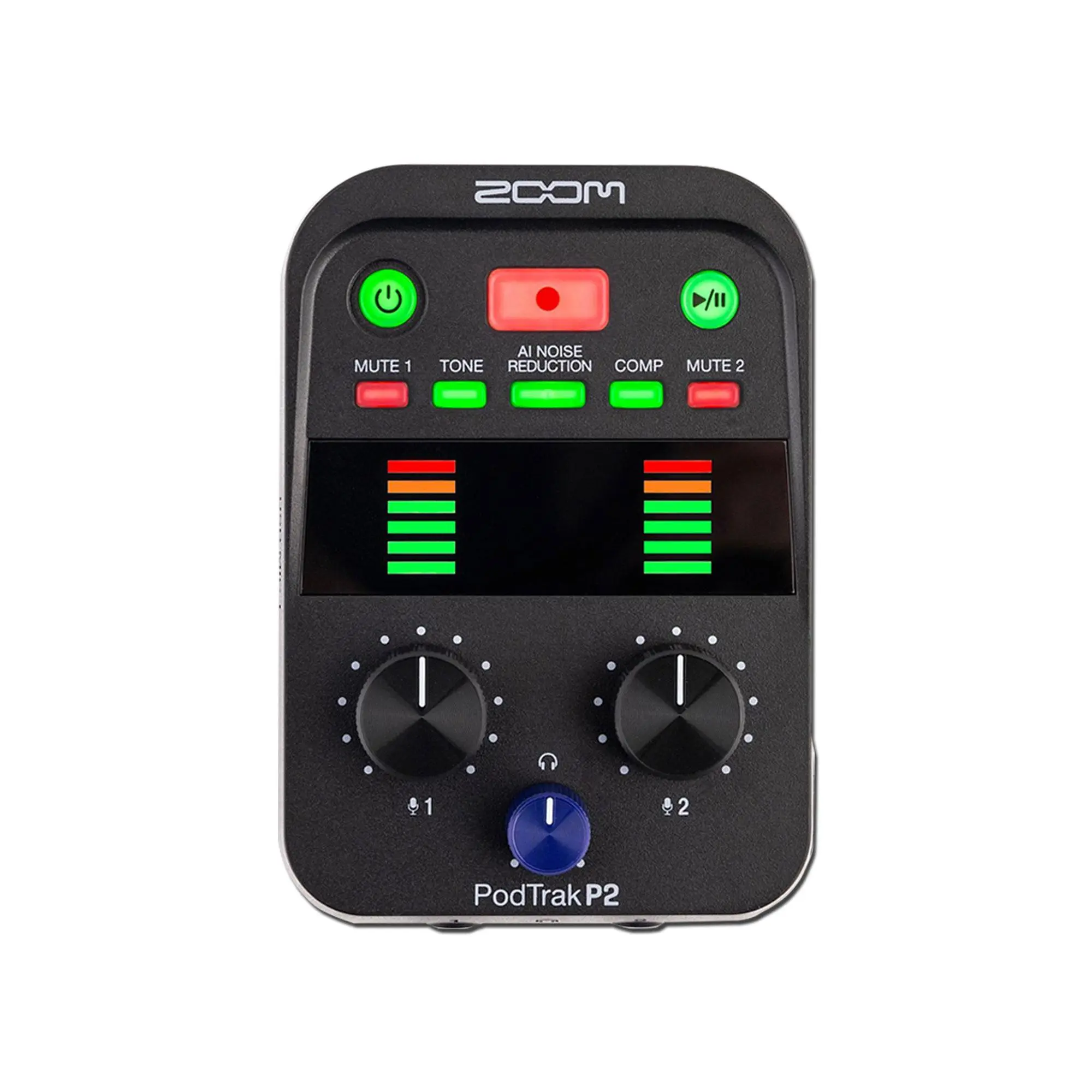 Zoom PodTrak P2 USB Mic Recorder for Podcasters, Audio Recording Device Compatible with Phone & Computer, Plug-and-Play for Stream Content Creation