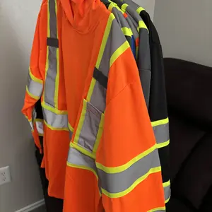 6 PACK SHIRT High Visibility Long Sleeve Safety Shirt with hoodie / Class 3 Polyester shirt (SEE SIZEING INFORMATION ON DESCRITION)