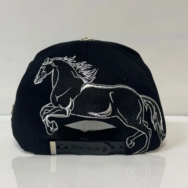 Gorra Caballista Cal quality Premium Navy Blue Cotton Suede Brim with Metal Pin One Size Fits All