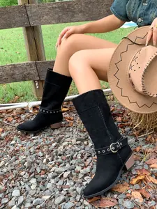 Women's Fashion Patchwork Boots, Stylish Western Cowboy Shoes, Unique Design, Perfect for Fashion Statements & Daily Wear