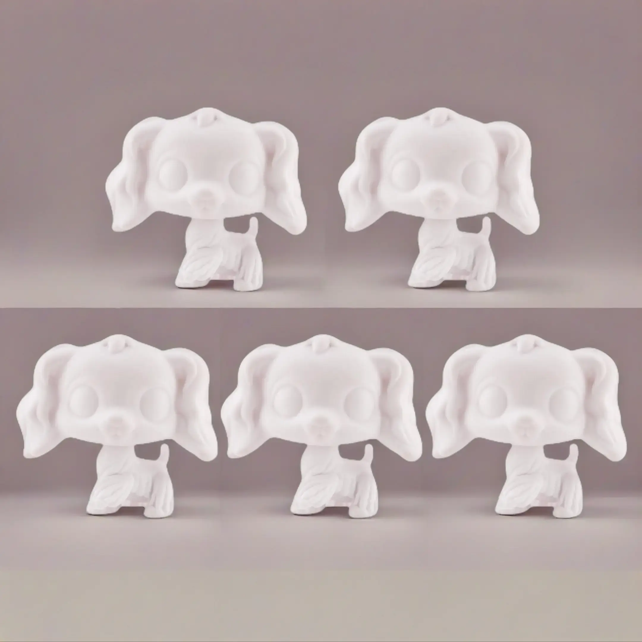 5 Pcs Lightweight White Customizable Mold Blank Bases - Universal for Mini Pet Shop Cocker Spaniel Animal Figurines, Handmade DIY Paint Decor, Gift for Pet Lovers, Supports Children’s Learning, Shelf Display Toy, Shelf Decor