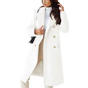 CHARTOU Women's Winter Jacket Double-Breasted Wool Blend Warm Long Trench Coat
