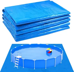 16 x 16 Ft Pool Ground Cloths, Waterproof PE Swimming Pool Liner Pad Protect Above Ground Pool Blanket, Prevents Punctures for 8ft to 15ft Frame Above Ground Pools Accessories