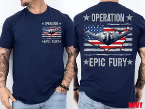 Operation Epic Fury US Flag Front Back Print T-Shirt