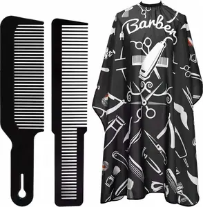 Barber Cape Professional Hair Cutting Cape,3 Pieces Salon Barber Capes Set for Men Hair Cutting Hairdresser Stylists Capes with Adjustable Closure Neck Duster Brush and Combs(Hair Cape+Brush)