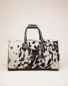 Cowhide Duffle Bag | Black and White