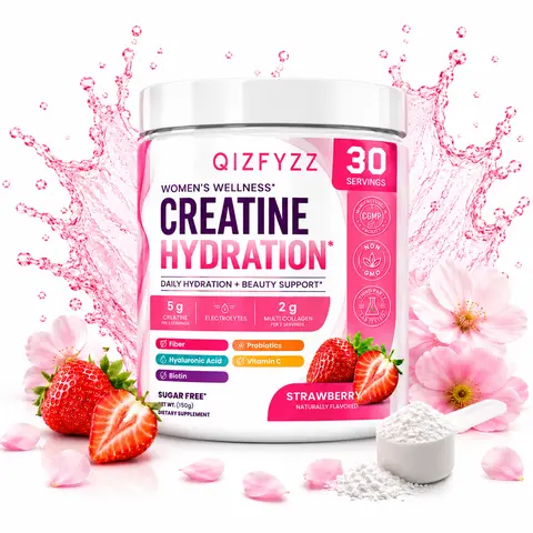 Women's Electrolyte-Enhanced Dietary Fitness Creatine Supplement Powder - Strawberry Peach, 5g Creatine, Electrolytes, Collagen, Probiotic Blend, Hyaluronic Acid, Vitamin C, Biotin, 30 Servings, Gluten-Free, Non-GMO, Skin Care, Hydration