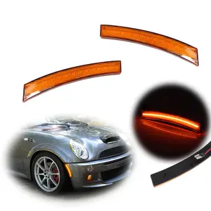 2pcs For Mini Cooper R50 R52 R53 2002 2003 2004 2005 2006 2007 2008 Amber Lens LED Front Side Marker lamps Lights,Replace OEM 63147165869, 63147165870