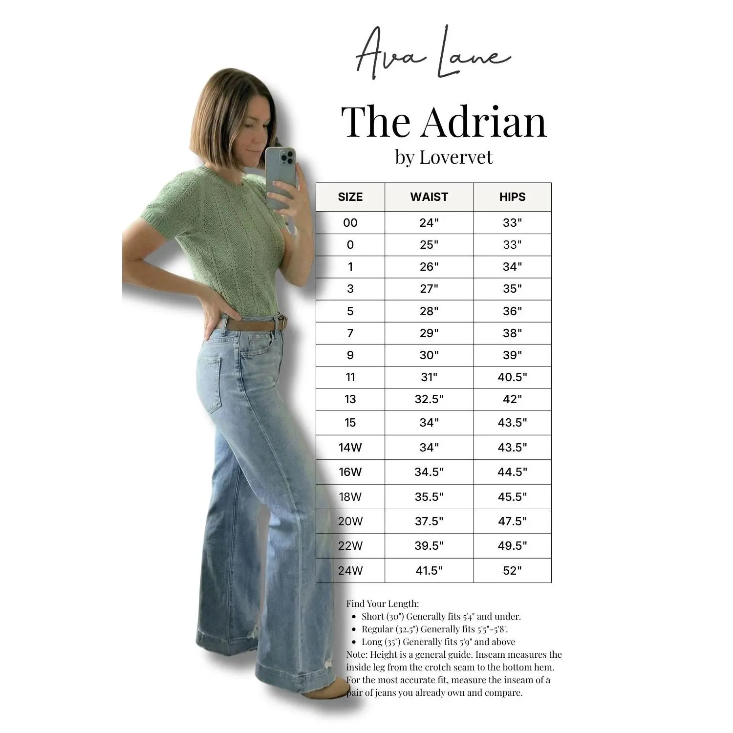 The Adrian by Lovervet High-Rise Wide Leg Denim Three Lengths